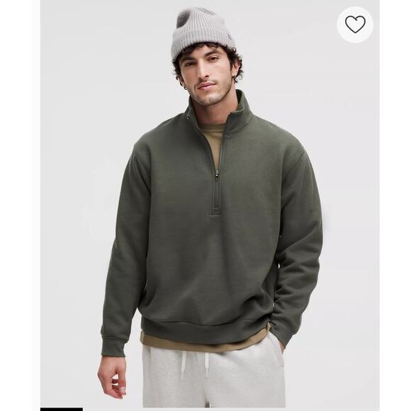 Lululemon Steady State Half Zip Men Slate Brown Fleece Sweater Athleisure M3FMLS - Picture 1 of 15